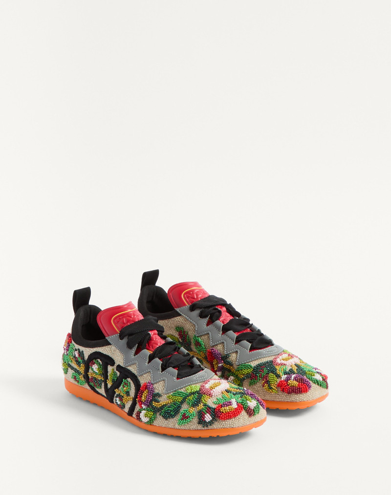 CHROMATHON CANVAS SNEAKER WITH FLORAL EMBROIDERY 2