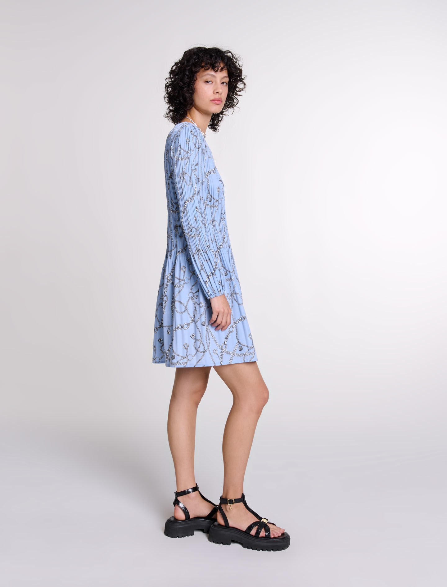 Patterned pleated dress - 3