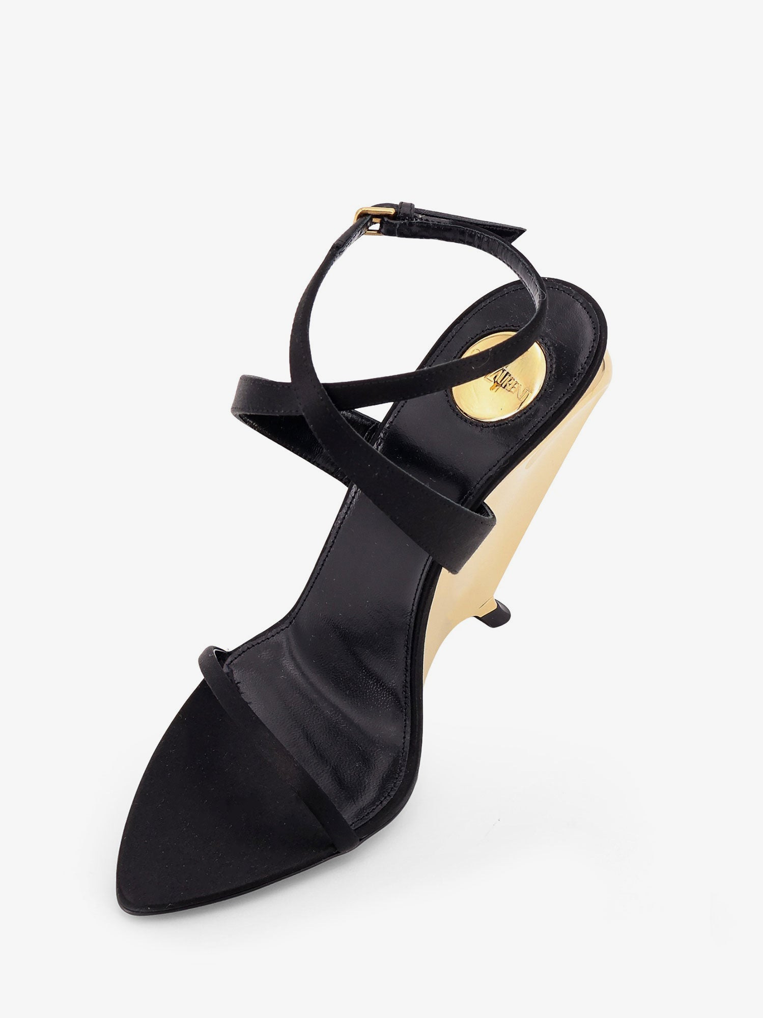 Saint Laurent Tallulah 110 Satin Sandals With Sculptural Wedge Heel - 4