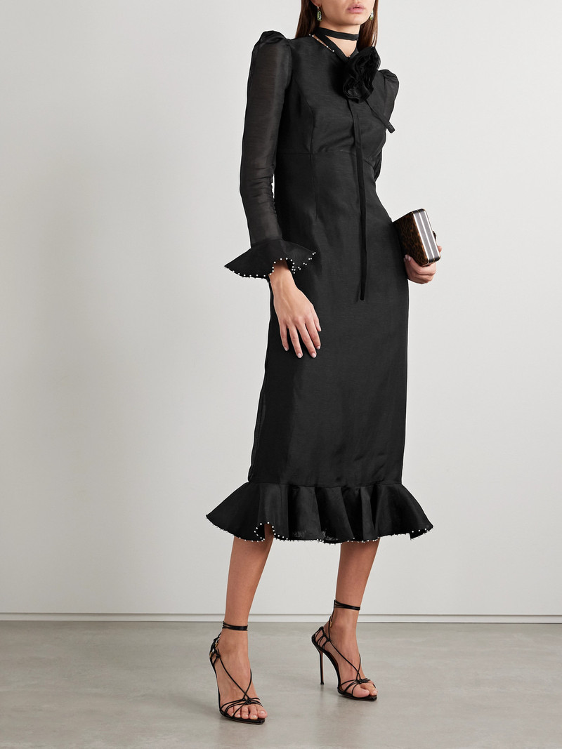 Zimmermann Crush Embellished Linen And Silk-blend Midi Dress outlook