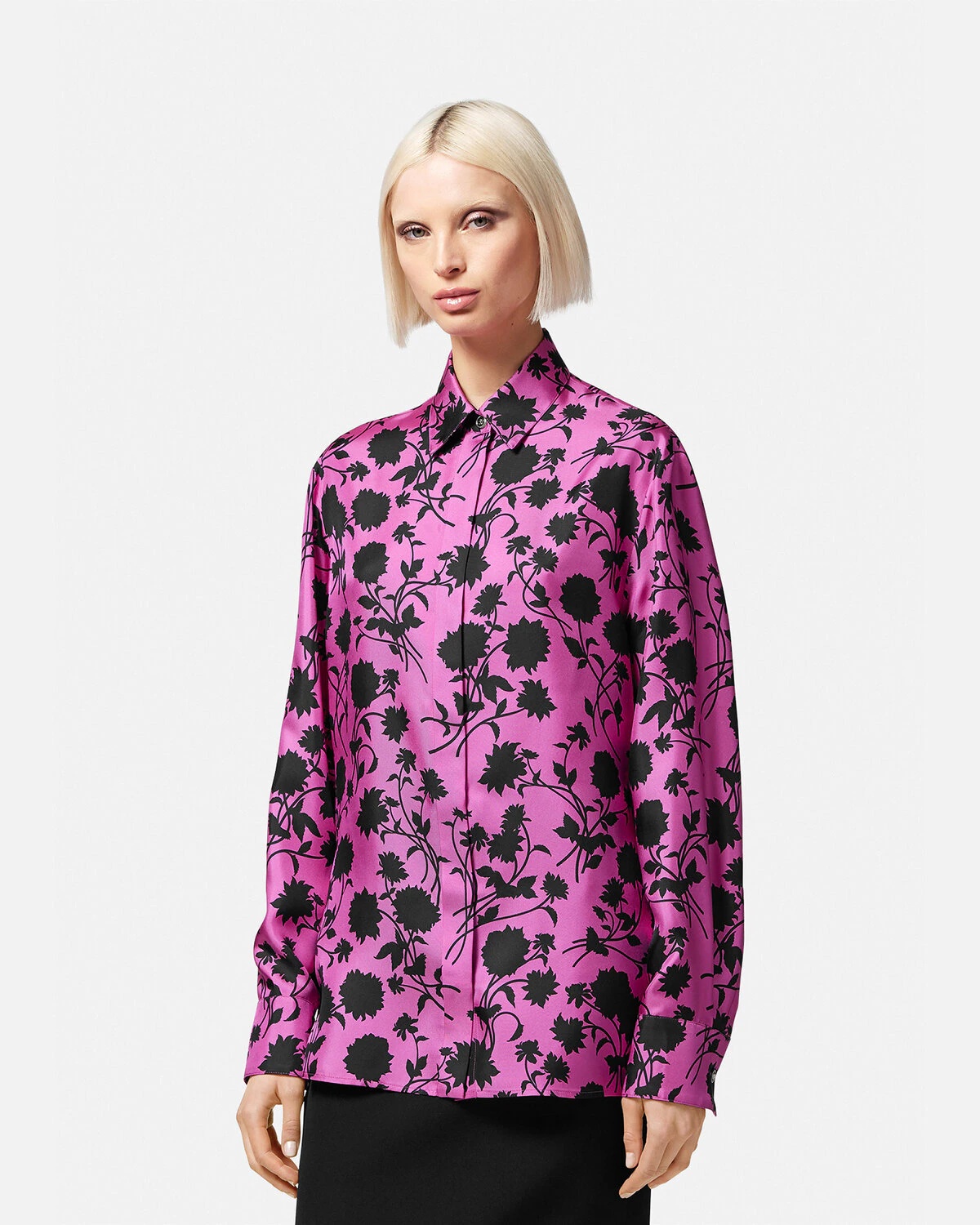 Floral Silhouette Silk Shirt - 3