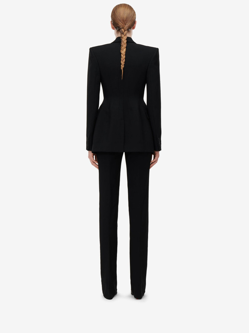 Women's Low-waisted Straight Leg Trousers in Black 4