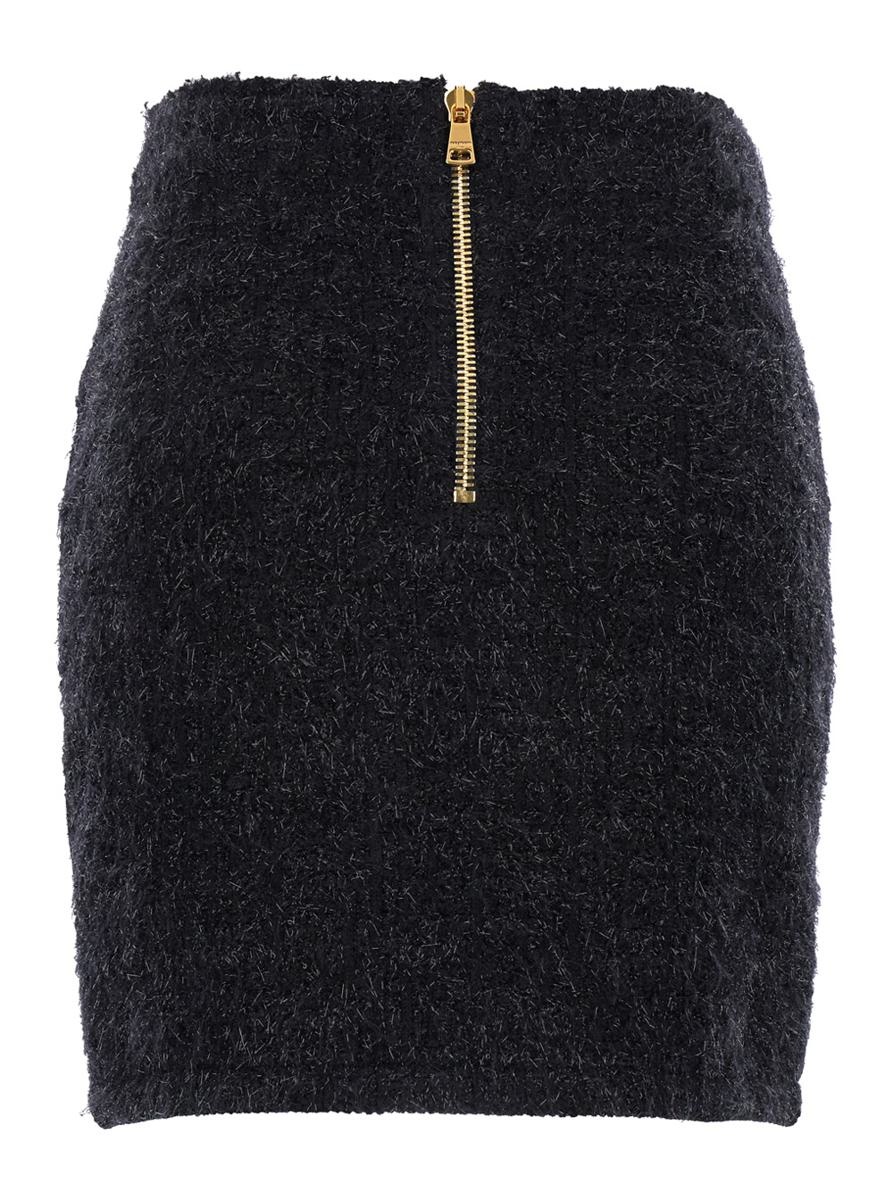 スカート Balmain Black Pencil Mini Skirt With Jew Balmain Balmain BLACK PENCIL MINI SKIRT WITH JEWEL BUTTONS