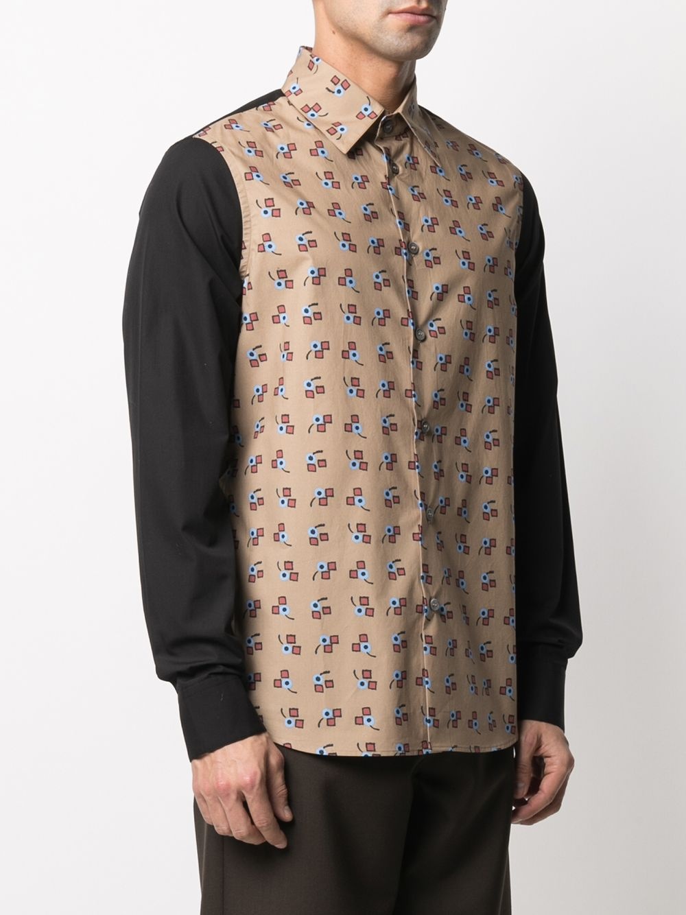 contrast-panel printed shirt - 3