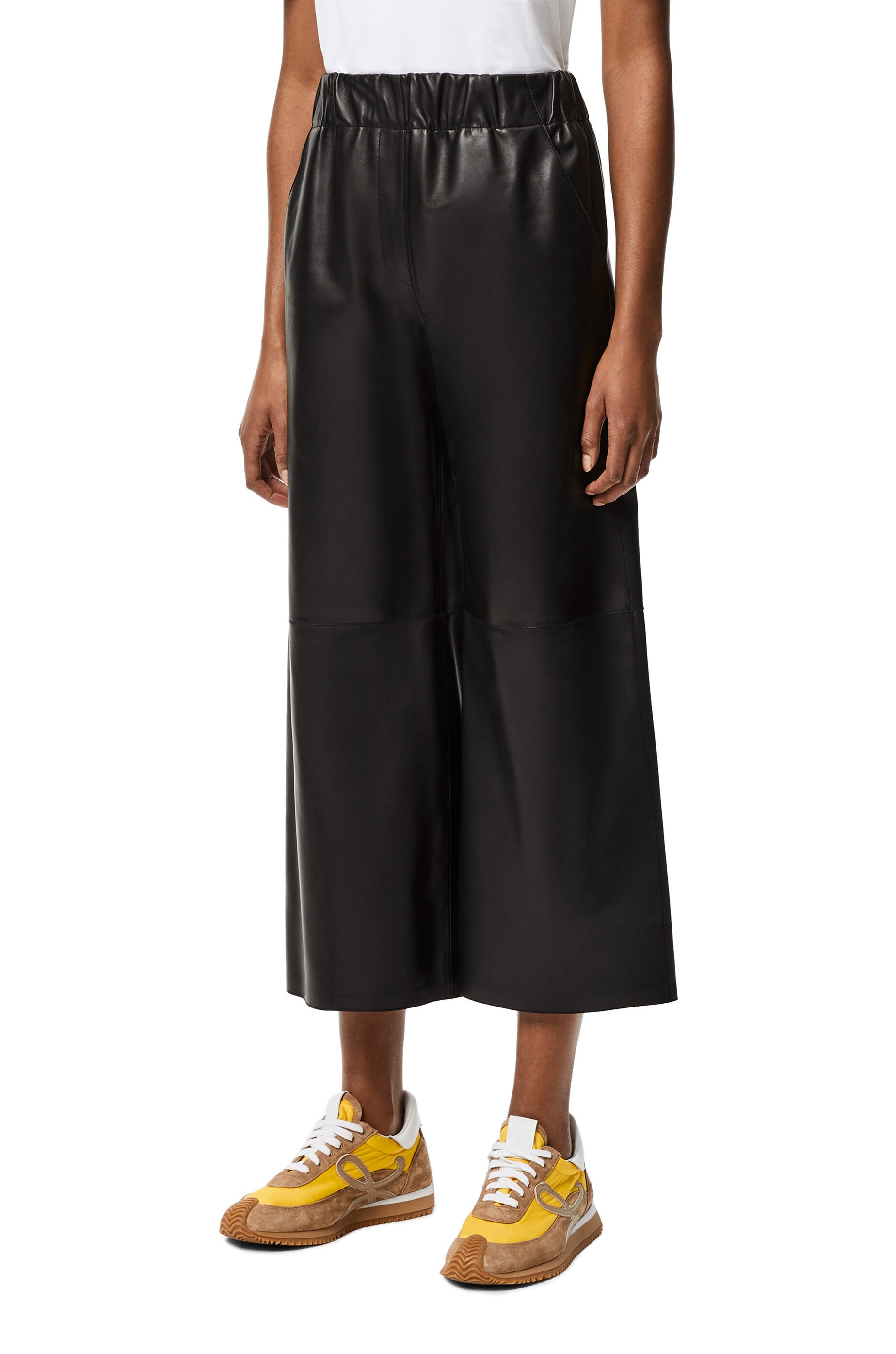 Cropped elasticated waist trousers in nappa - 3