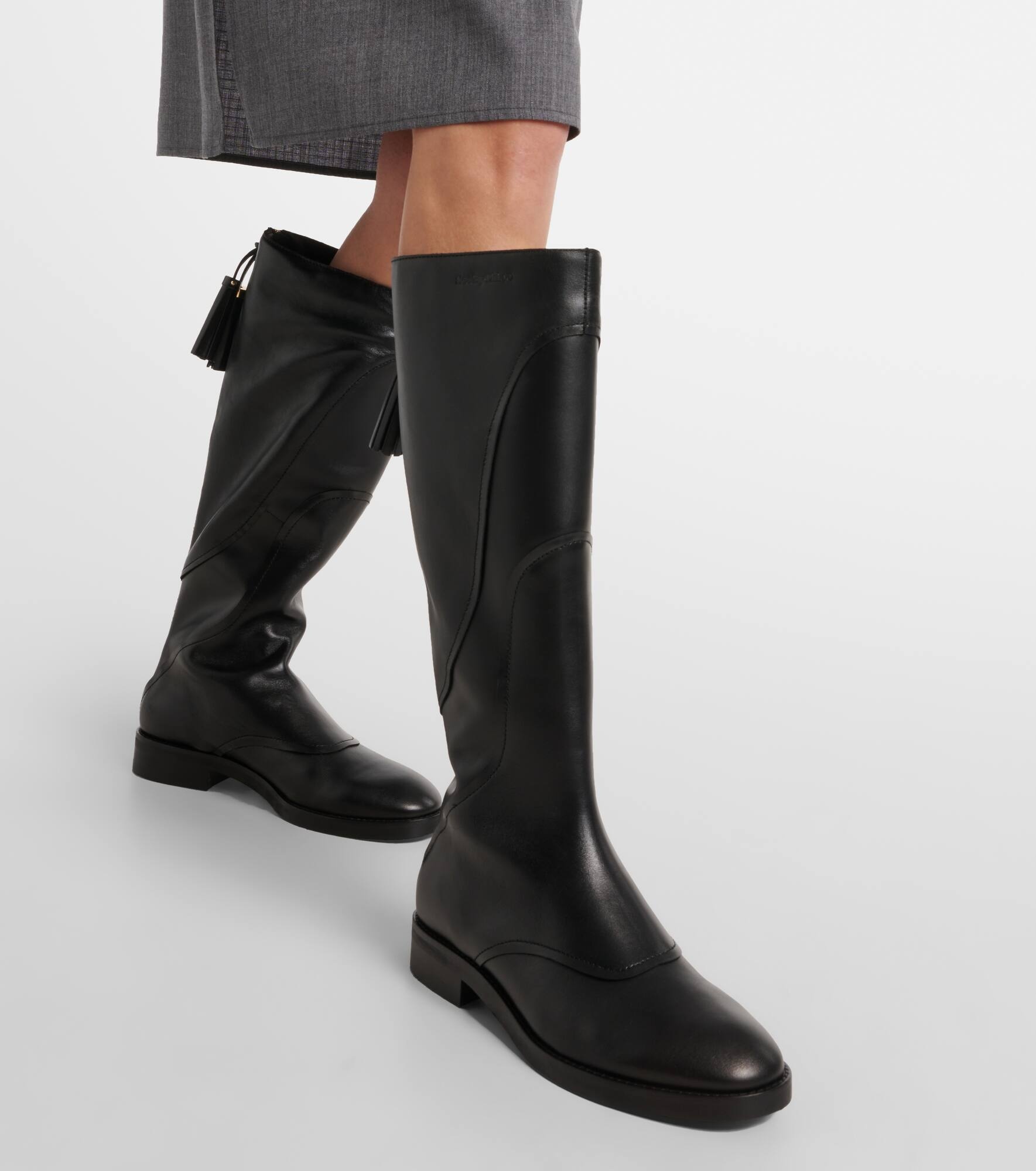 Tassel leather knee-high boots - 4