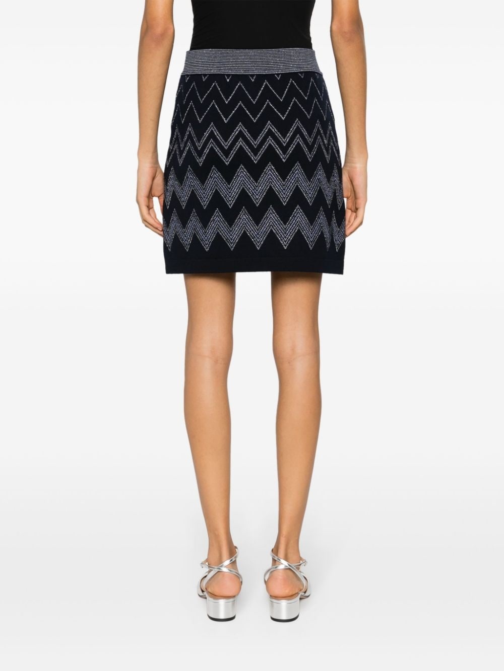 zigzag-pattern metallic-threading mini skirt - 4