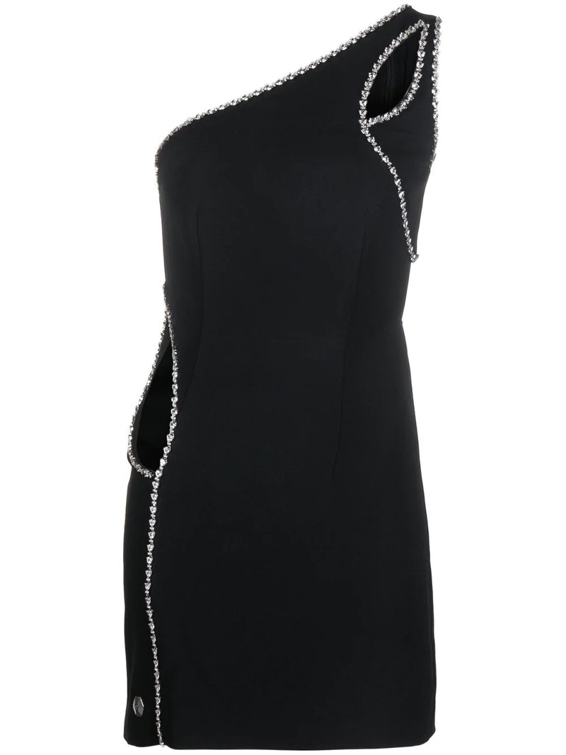 crystal embellished asymmetrical mini dress 1