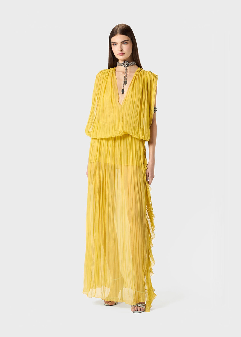 Blumarine PLEATED SKIRT IN SILK CHIFFON WITH RUFFLES outlook