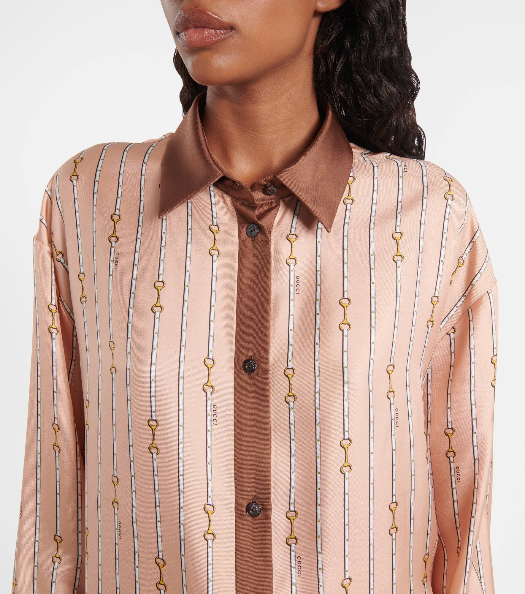 Horsebit oversized silk shirt - 4