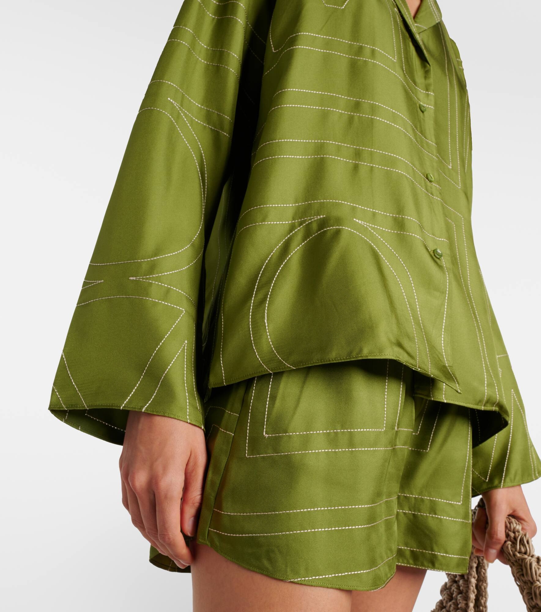Monogram silk pajama shirt - 5
