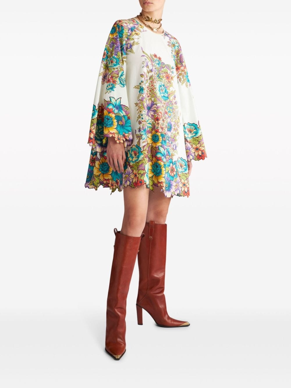 floral-print cotton minidress - 2