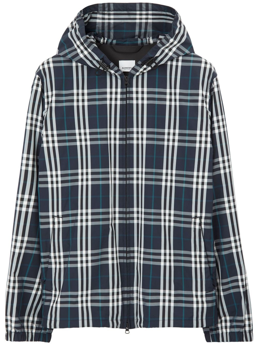 checked zip-up hooded jacket - 1