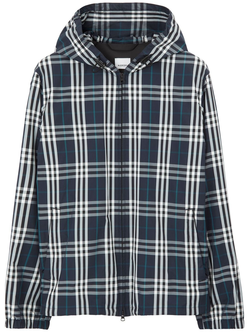checked zip-up hooded jacket - 1