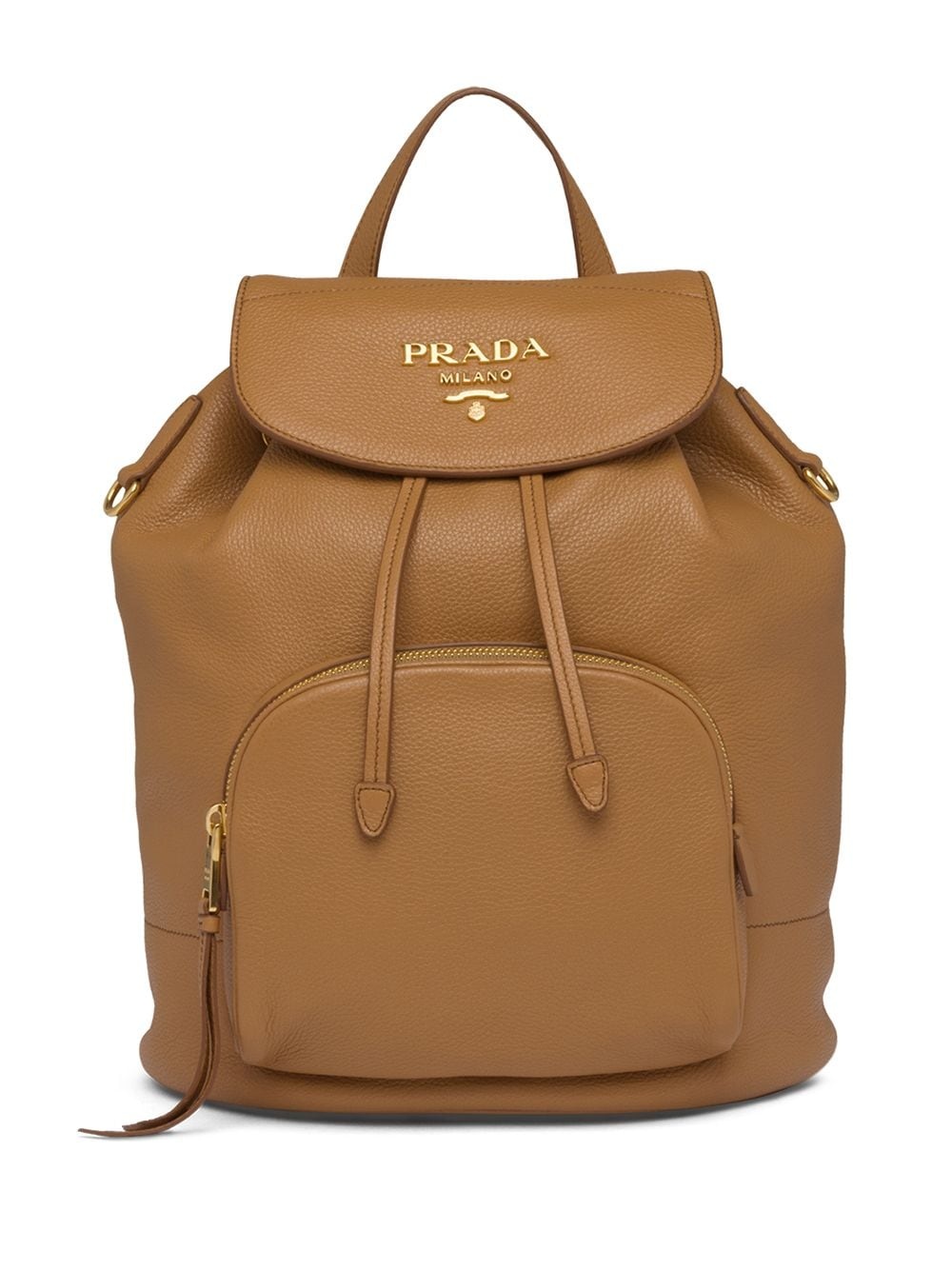 pebbled leather logo backpack - 1