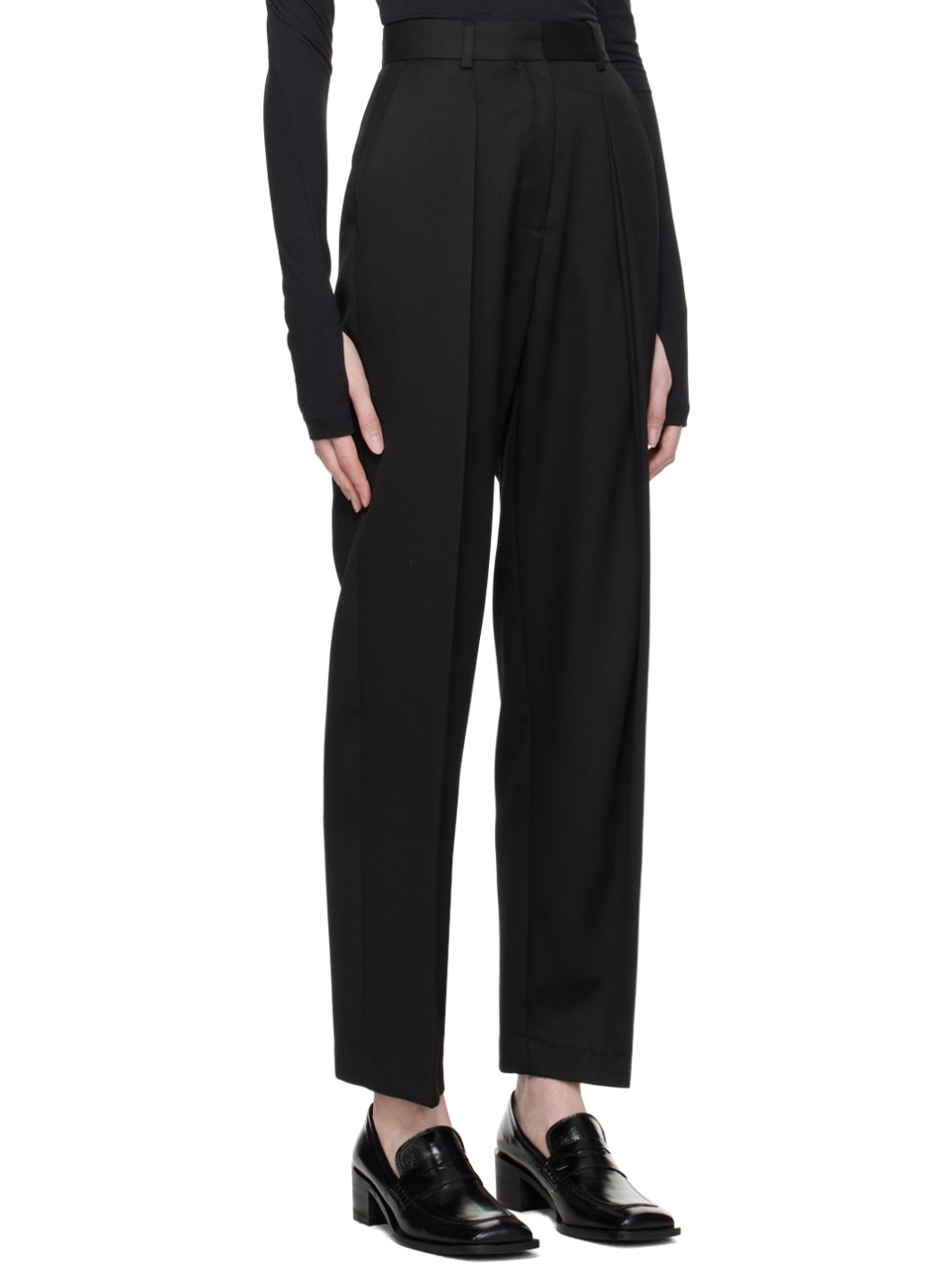 Black Double Tuck Trousers - 2