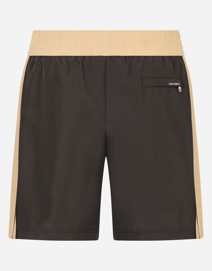 Two-tone mid-length swim trunks with DG patch - 3