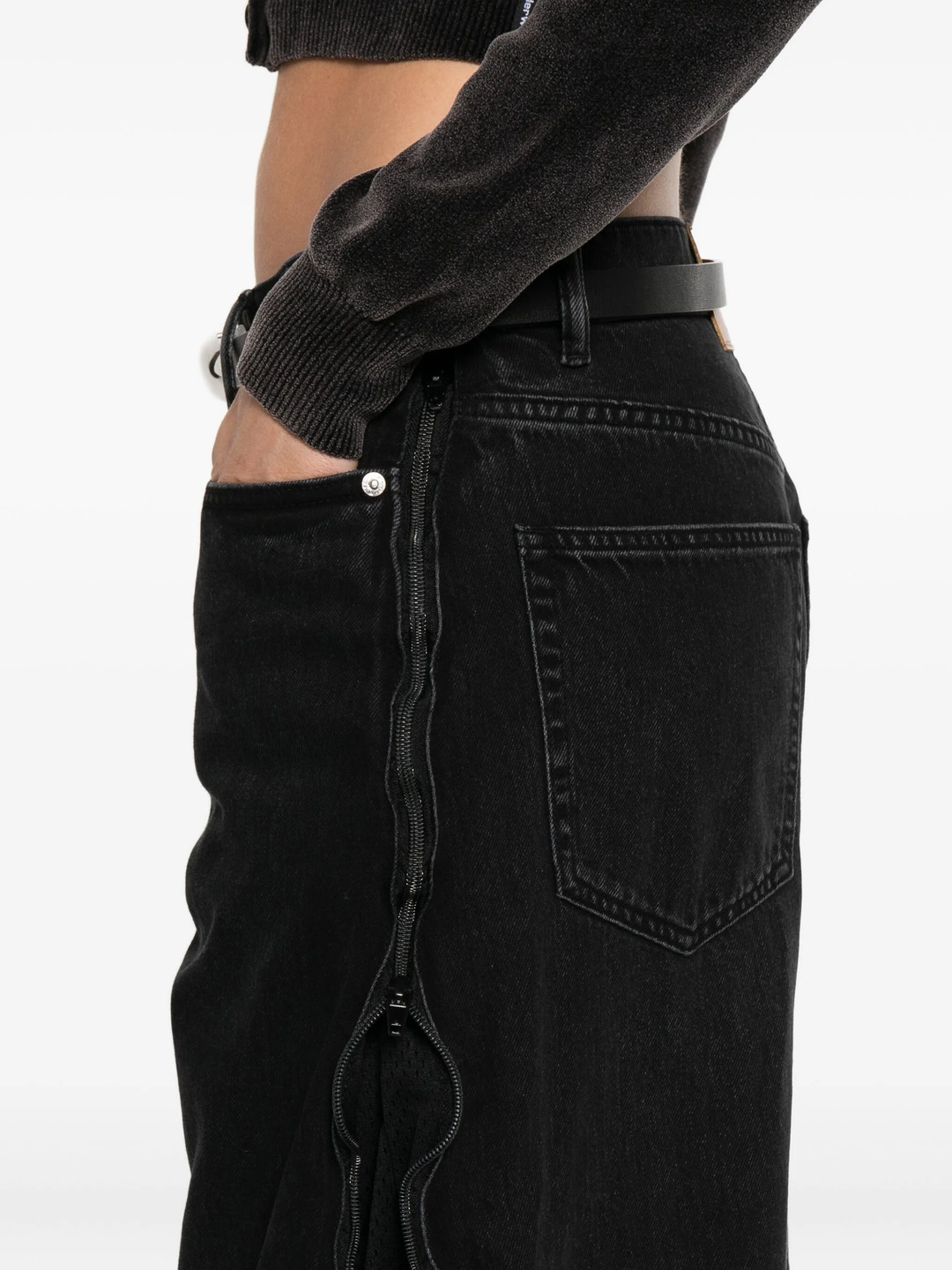 Curved Zipper Pants - 5