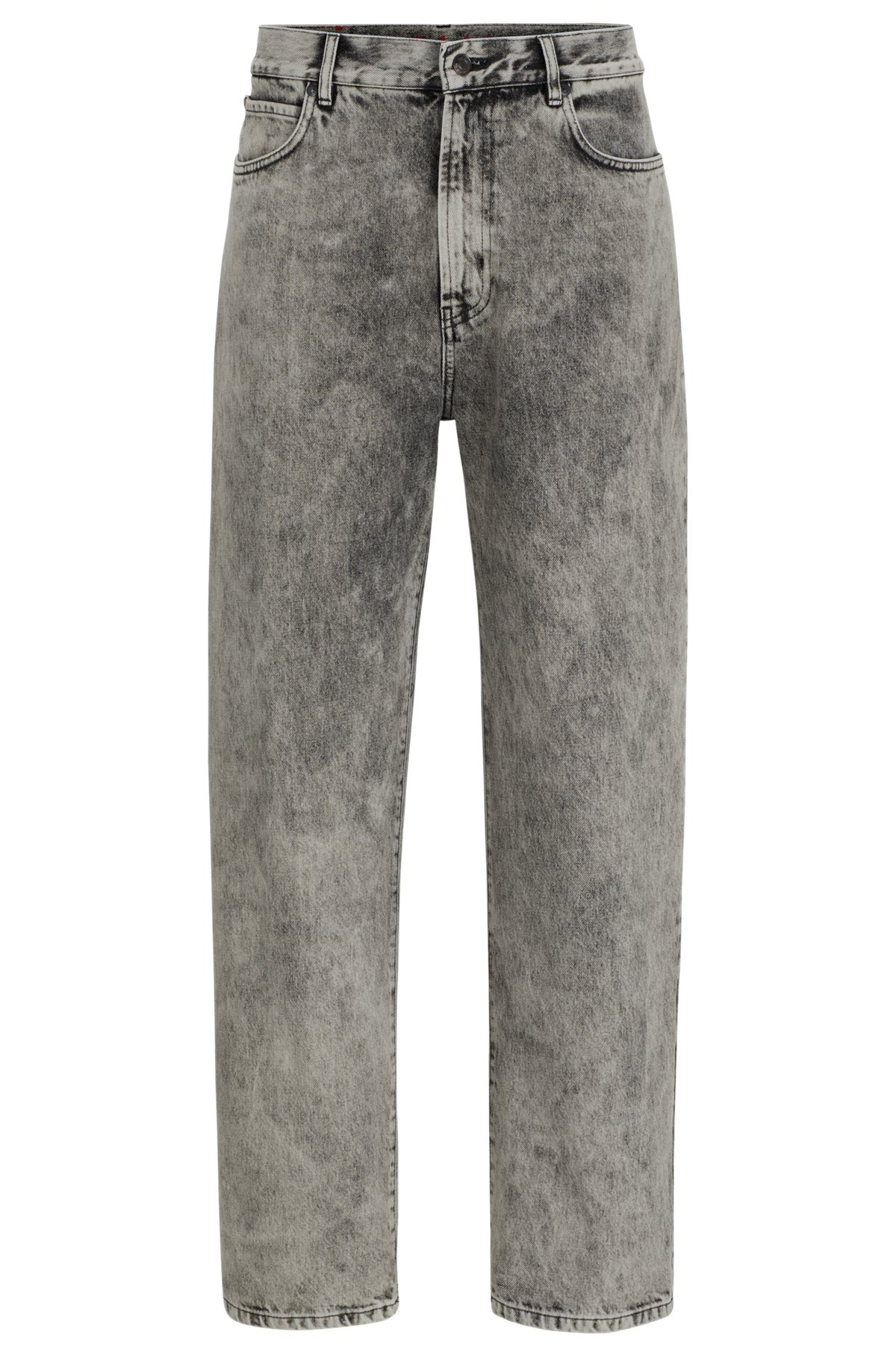 LOOSE-FIT JEANS IN BLEACH-WASH BLACK RIGID DENIM - 1