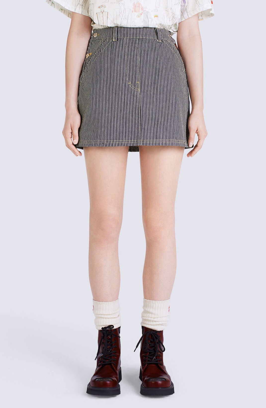 Striped denim miniskirt - 5