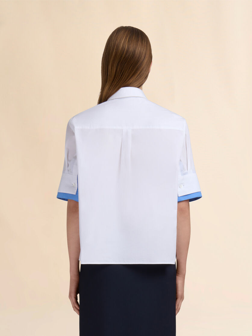 WHITE POPLIN SHIRT WITH DOUBLE CUFFS - 3