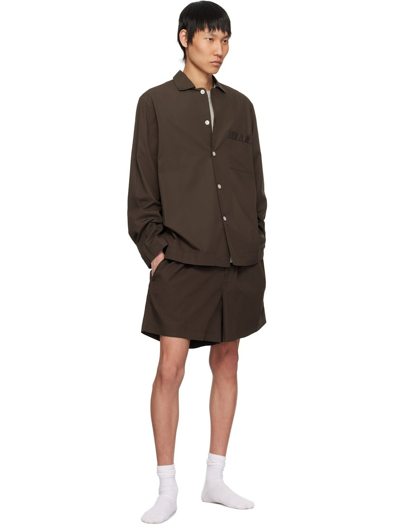 TEKLA Brown Poplin Pyjama Shorts outlook