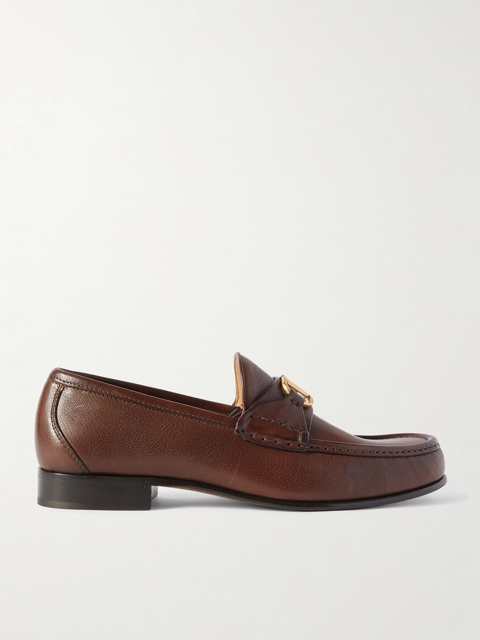 Logo-Embellished Full-Grain Leather Loafers Dark brown - 1