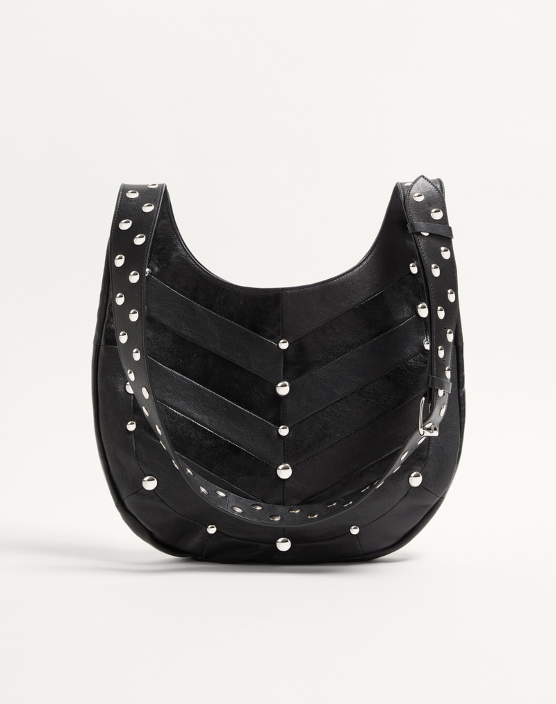 VALENTINO GARAVANI HOBOHO HOBO BAG IN CHEVRON-PATTERNED NAPPA LEATHER WITH STUDS 5