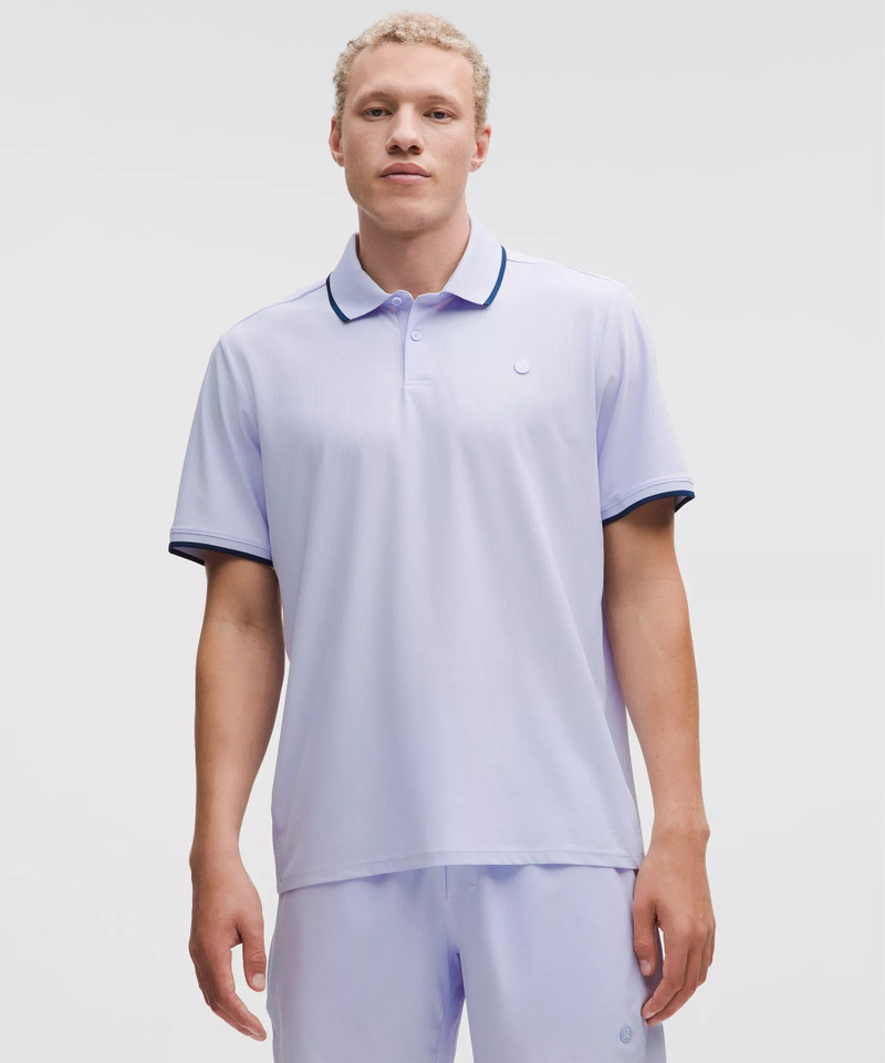 UV-Protective Striped Mesh Tennis Polo Shirt 1
