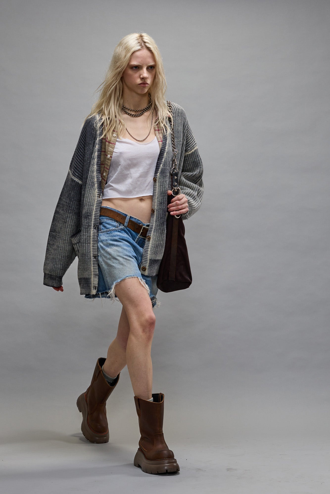 OVERSIZED CARDIGAN - DISTRESSED BLACK - 3