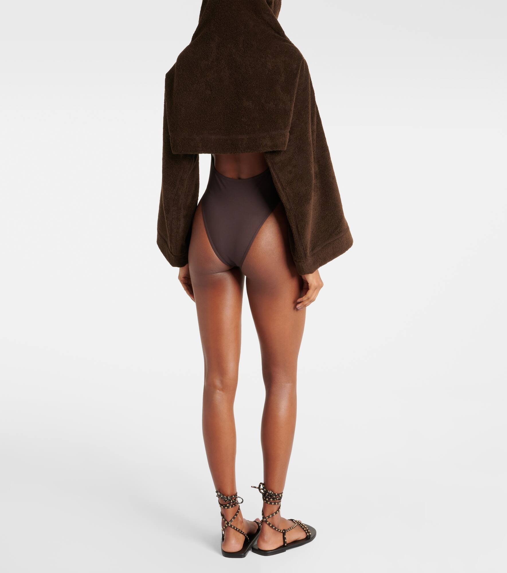 Cropped cotton terry hoodie - 3