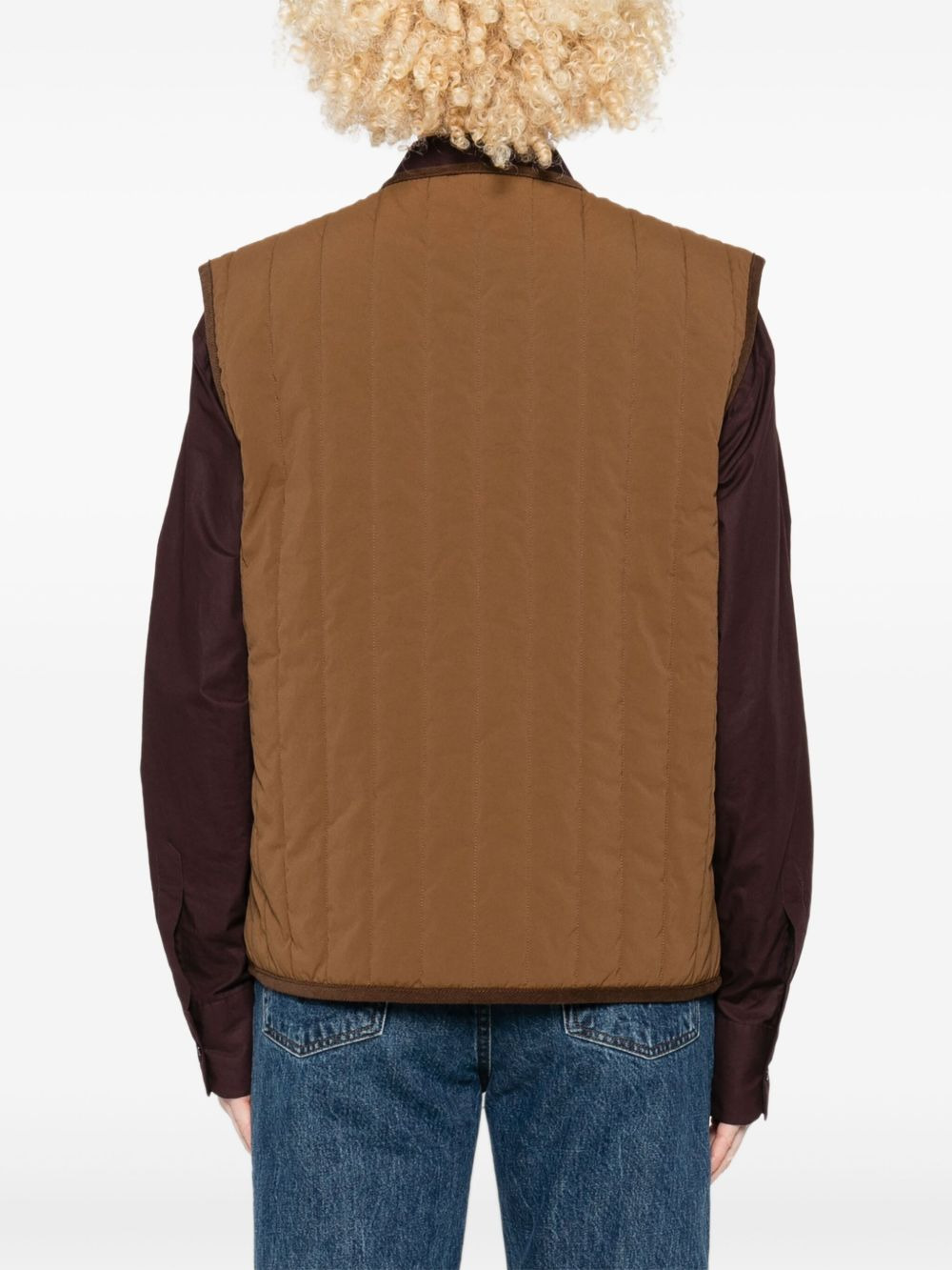 V-neck quilted-pattern gilet - 4