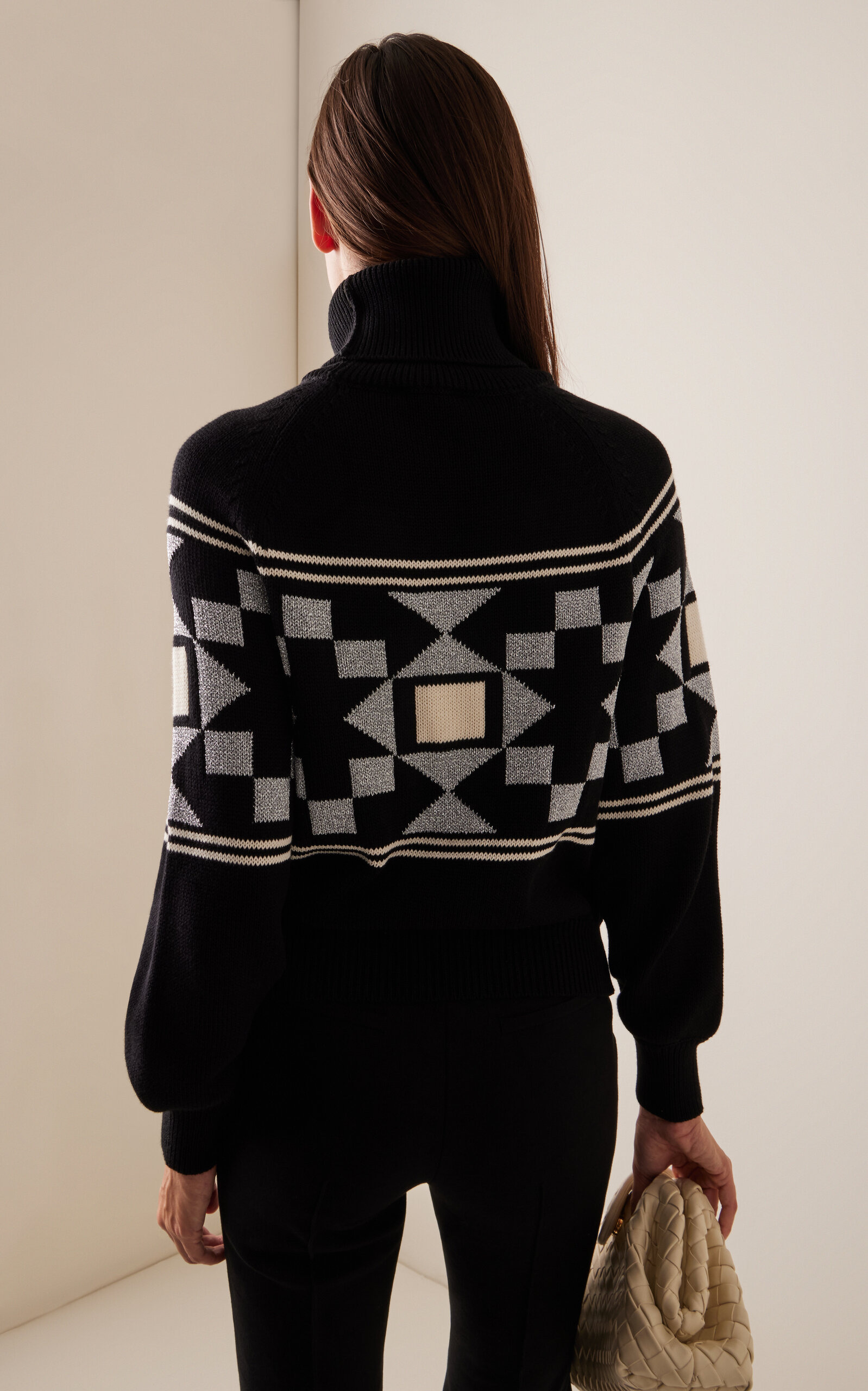 Lara Fair Isle Cotton-Blend Turtleneck Sweater black - 4