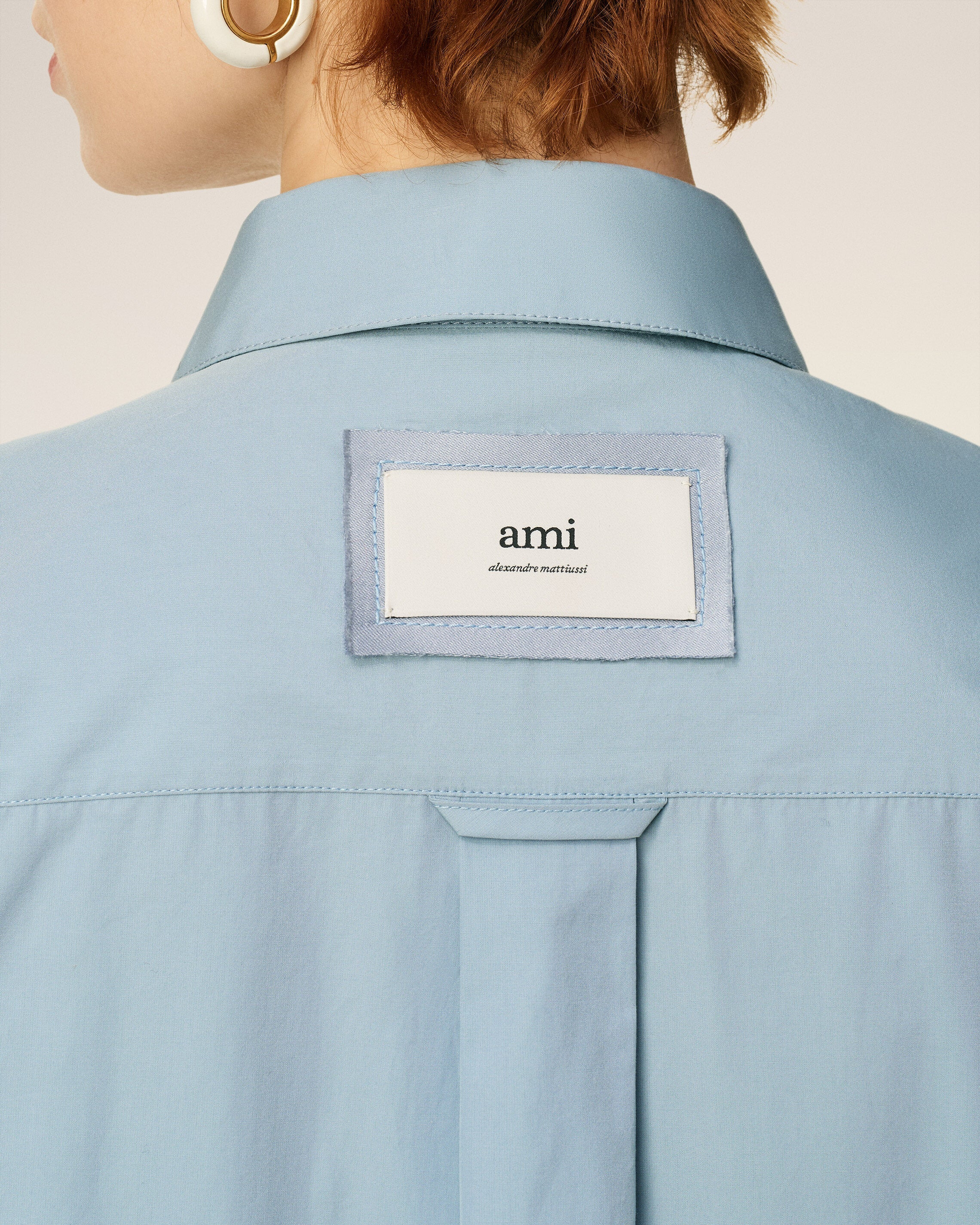 BLUE COTTON OVERSIZED SHIRT - 4