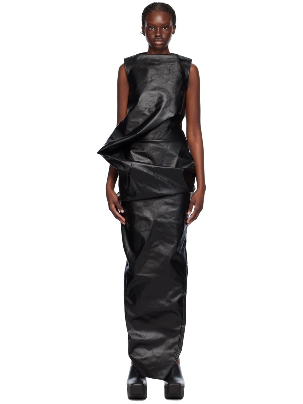 Black Elipse Denim Maxi Dress - 1