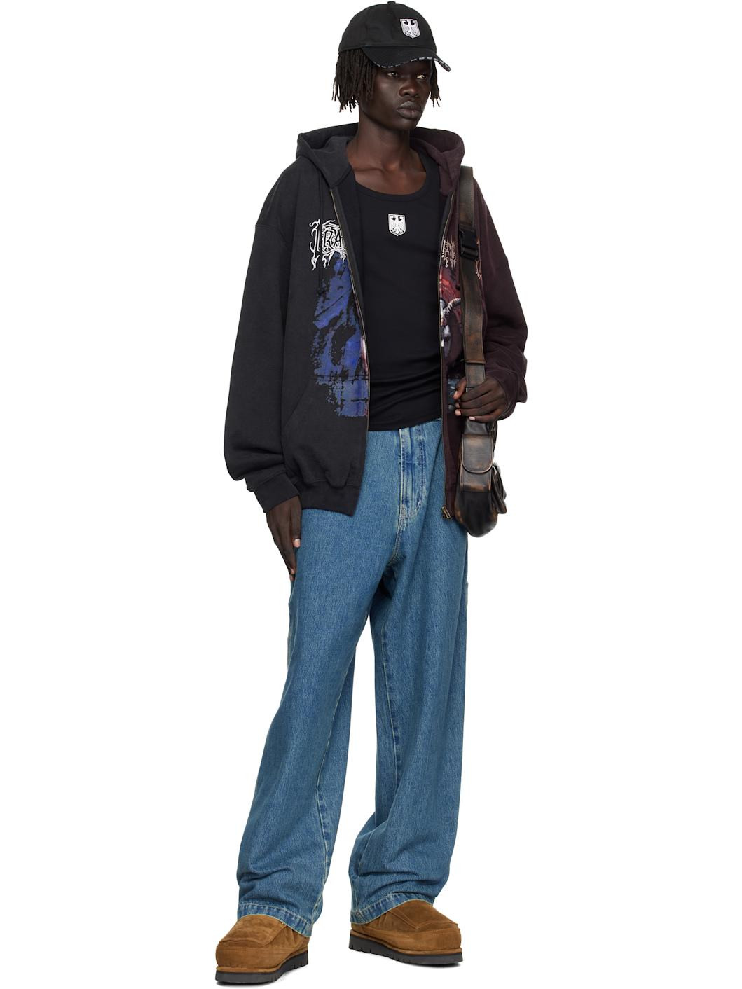 Black & Burgundy Cradle of Filth Cut-Up Oversized Hoodie - 4