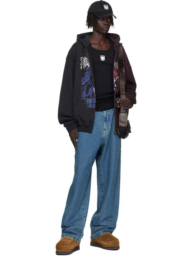 VETEMENTS Black & Burgundy Cradle of Filth Cut-Up Oversized Hoodie outlook