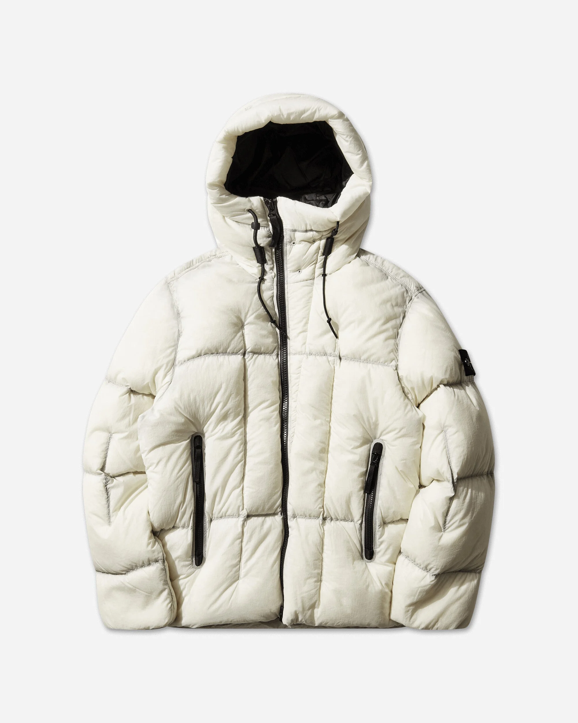 Men's Seam Faded Light Nylon Tela Down Jacket Ivory - 1