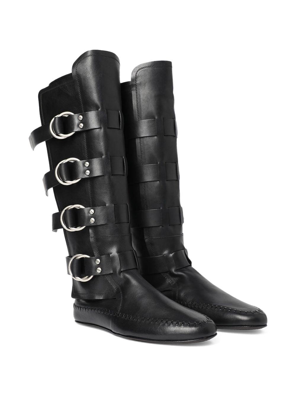 Siver biker knee-high boots - 2