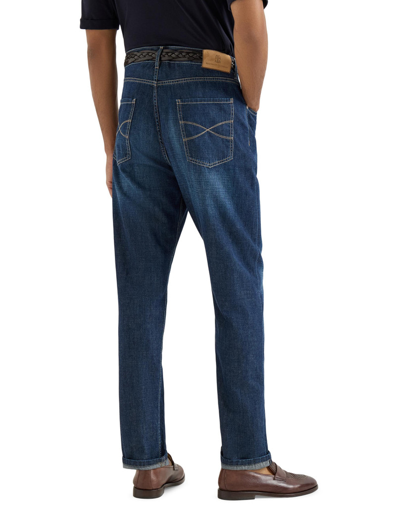 Men's Lightweight Old Denim Iconic Fit Five Pocket Jeans - Dark Denim 3