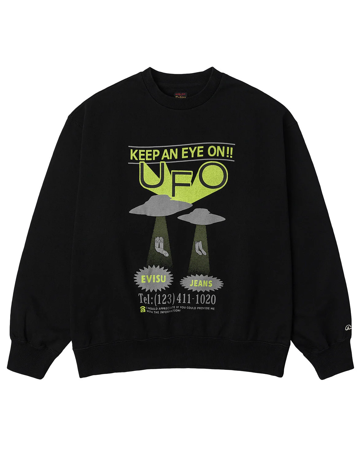 UFO Print and Seagull Appliqué Relax Fit Hoodie - 1