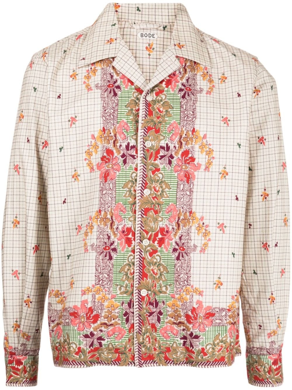 floral-print cotton shirt - 1