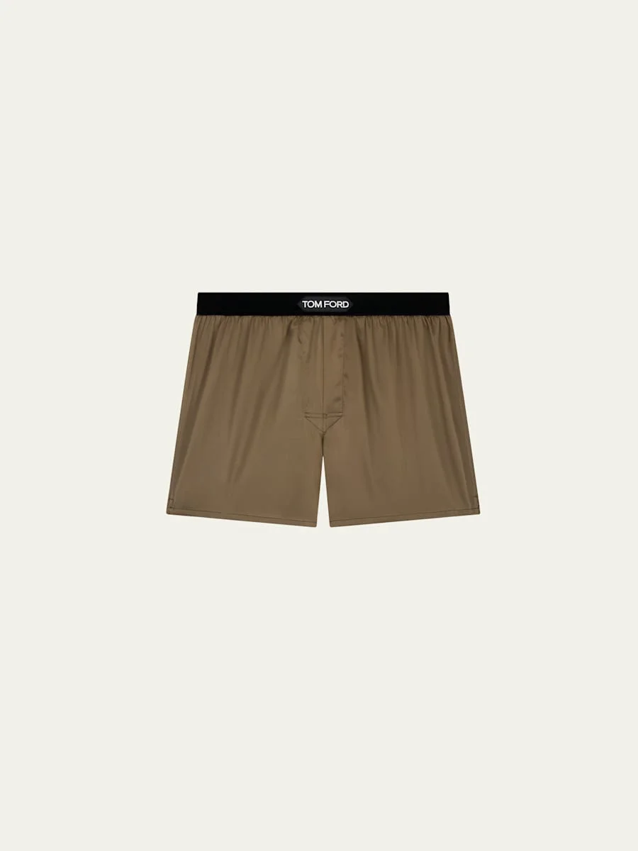 Men's Silk Jacquard Logo Boxers - 1