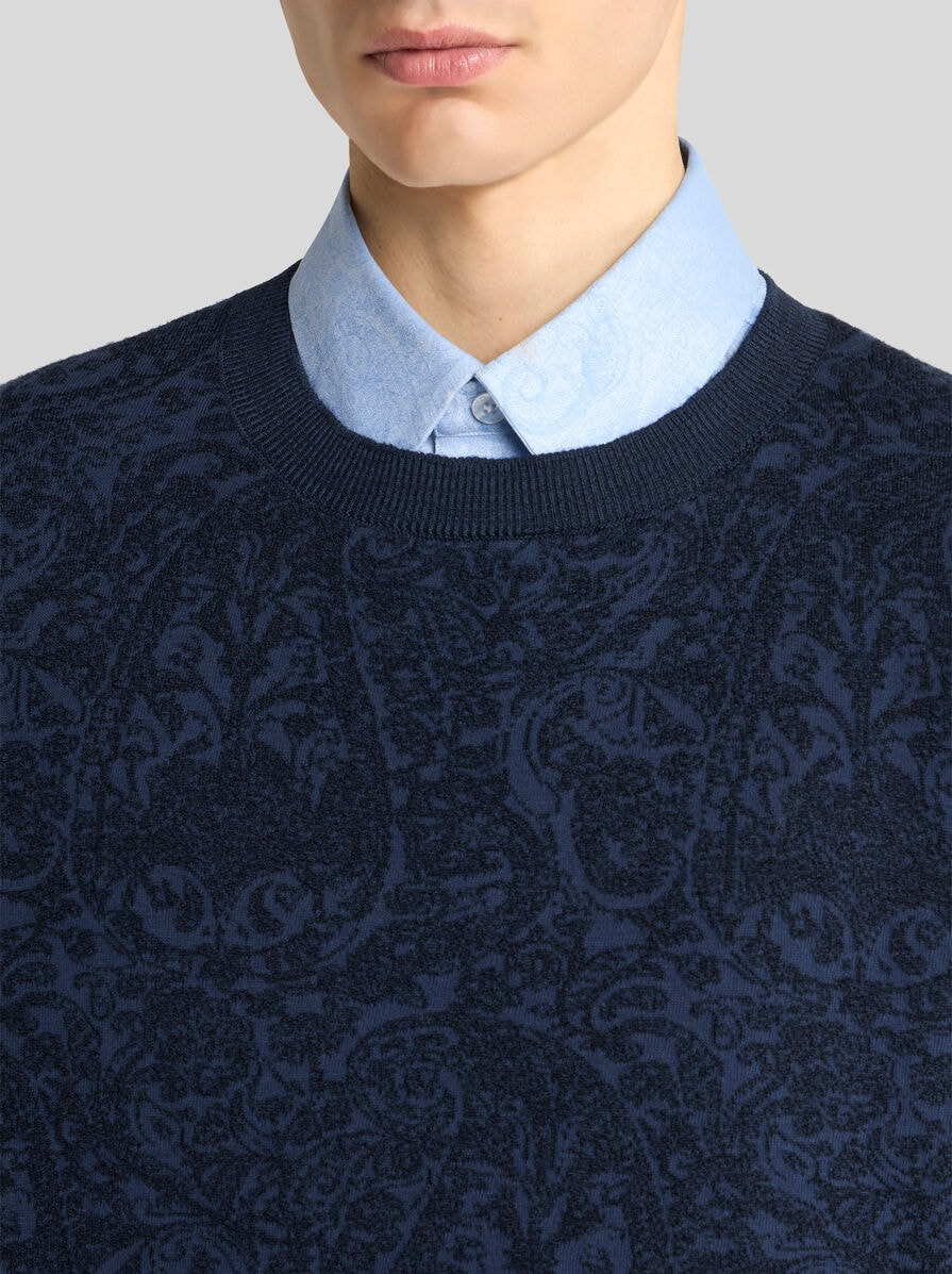WOOL AND COTTON JACQUARD JUMPER - 3