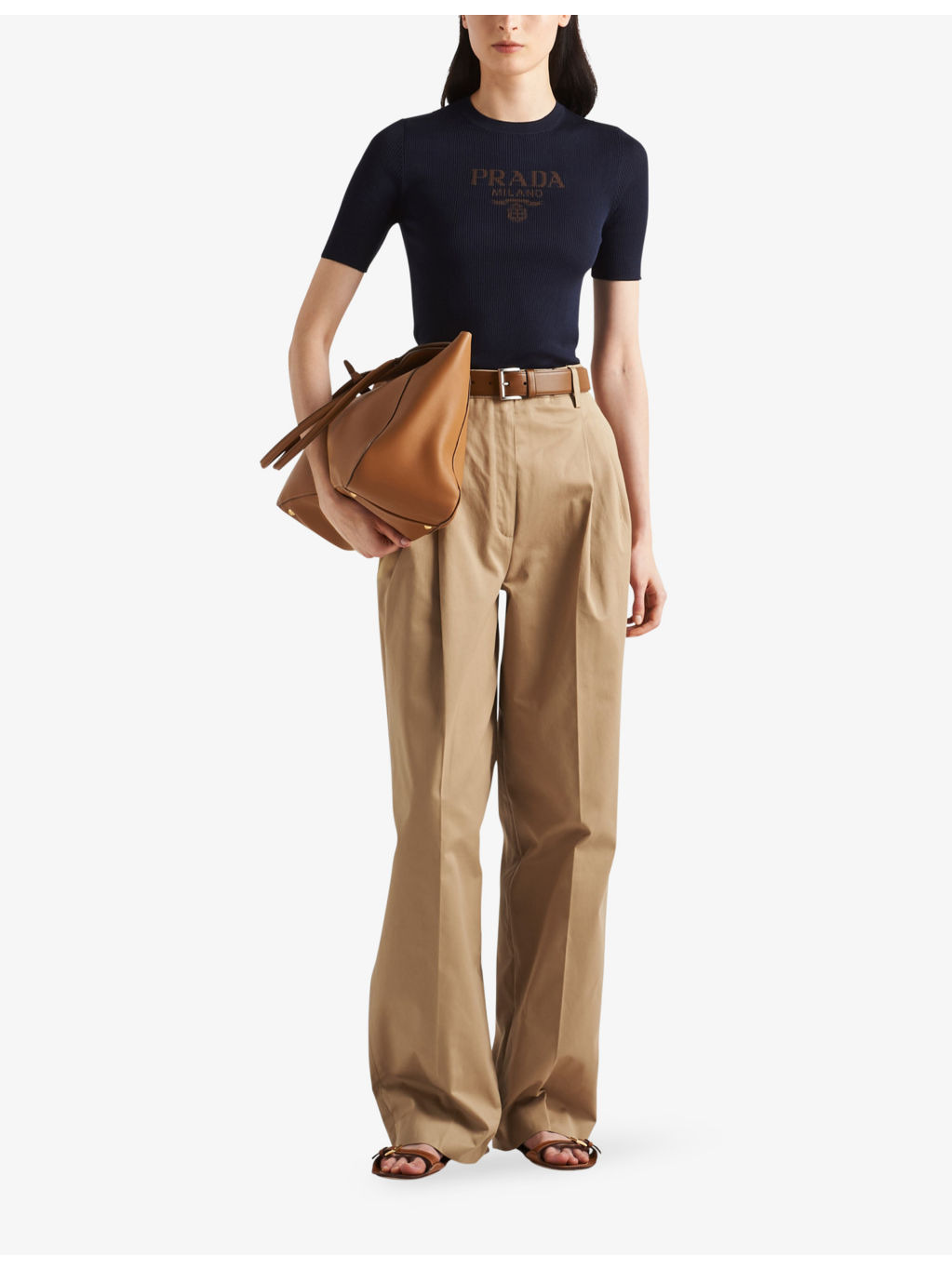 Branded knitted silk top - 2