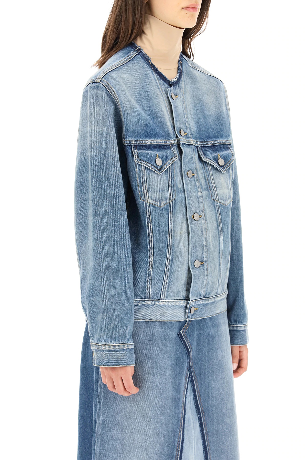 DENIM JACKET WITH CUTAWAY COLLAR - 3