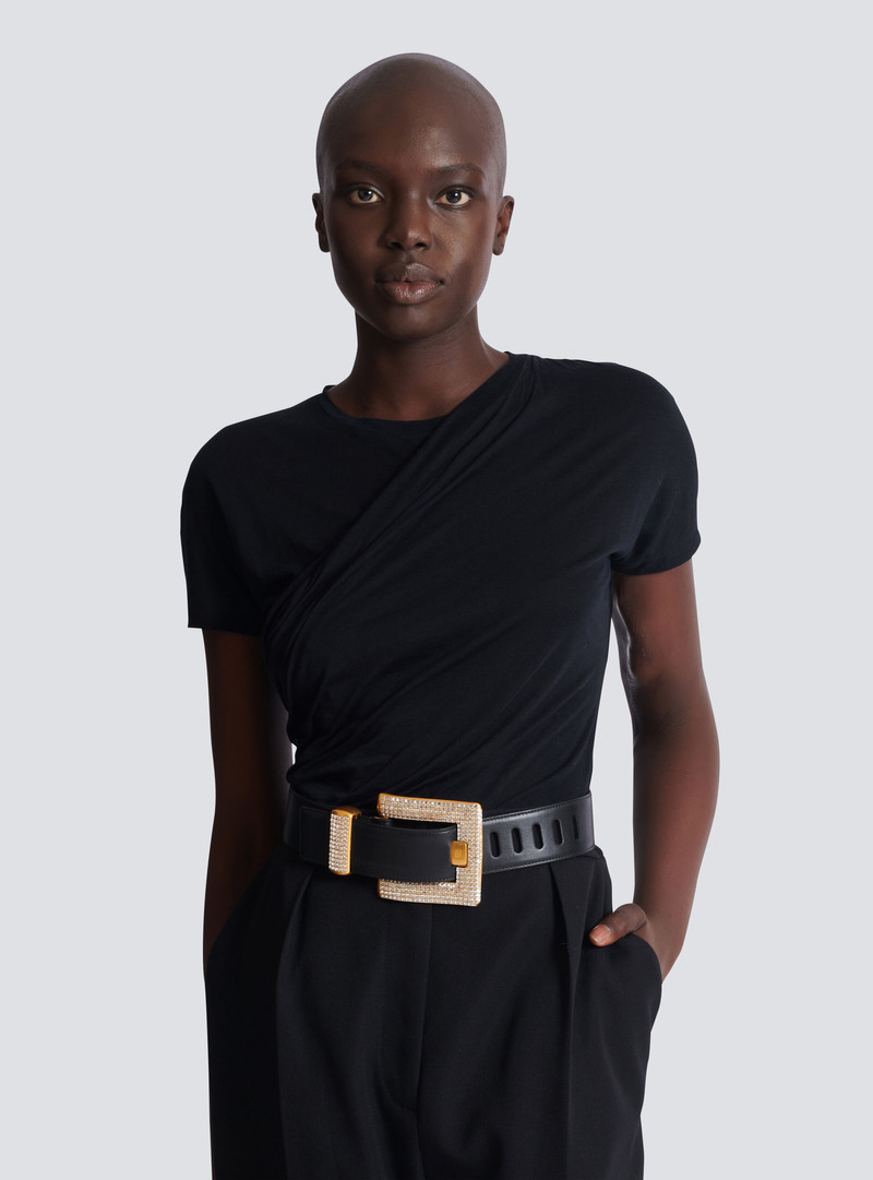 Balmain Anthem calfskin and crystal belt outlook