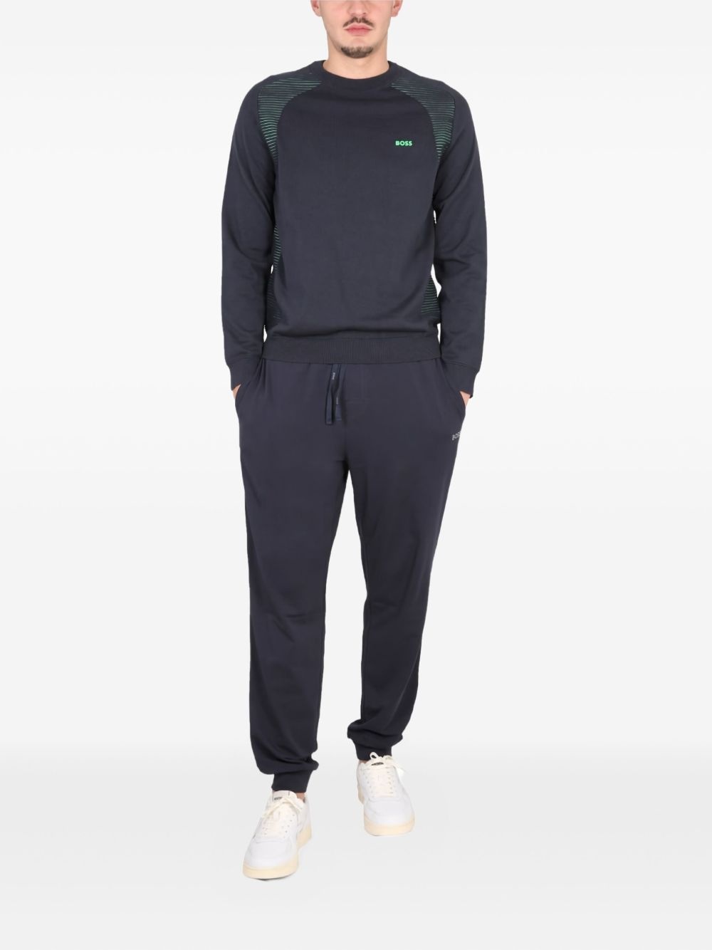 striped-panel crew neck sweatshirt - 2