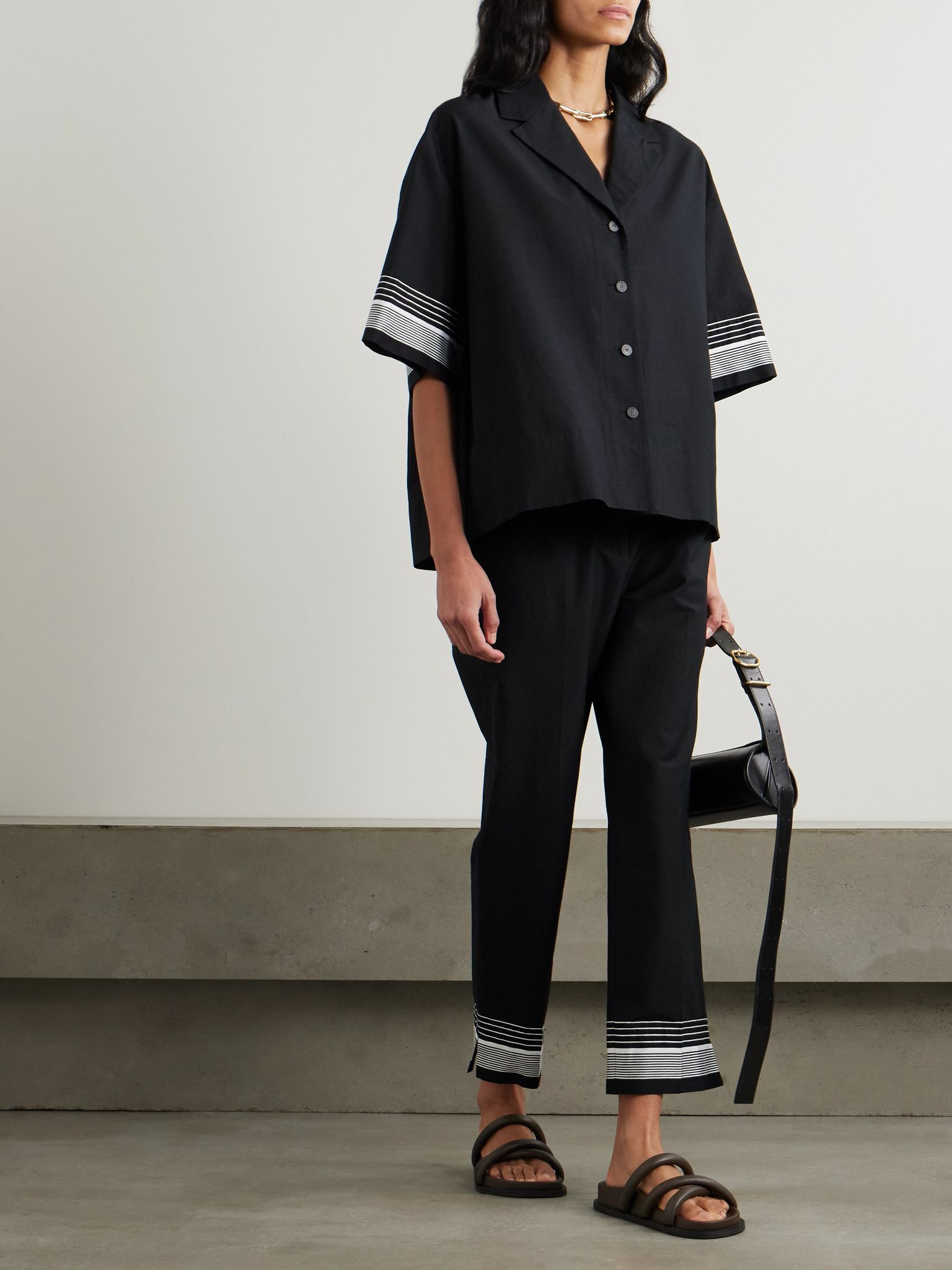 Leopold embroidered cotton-blend blouse Black - 2