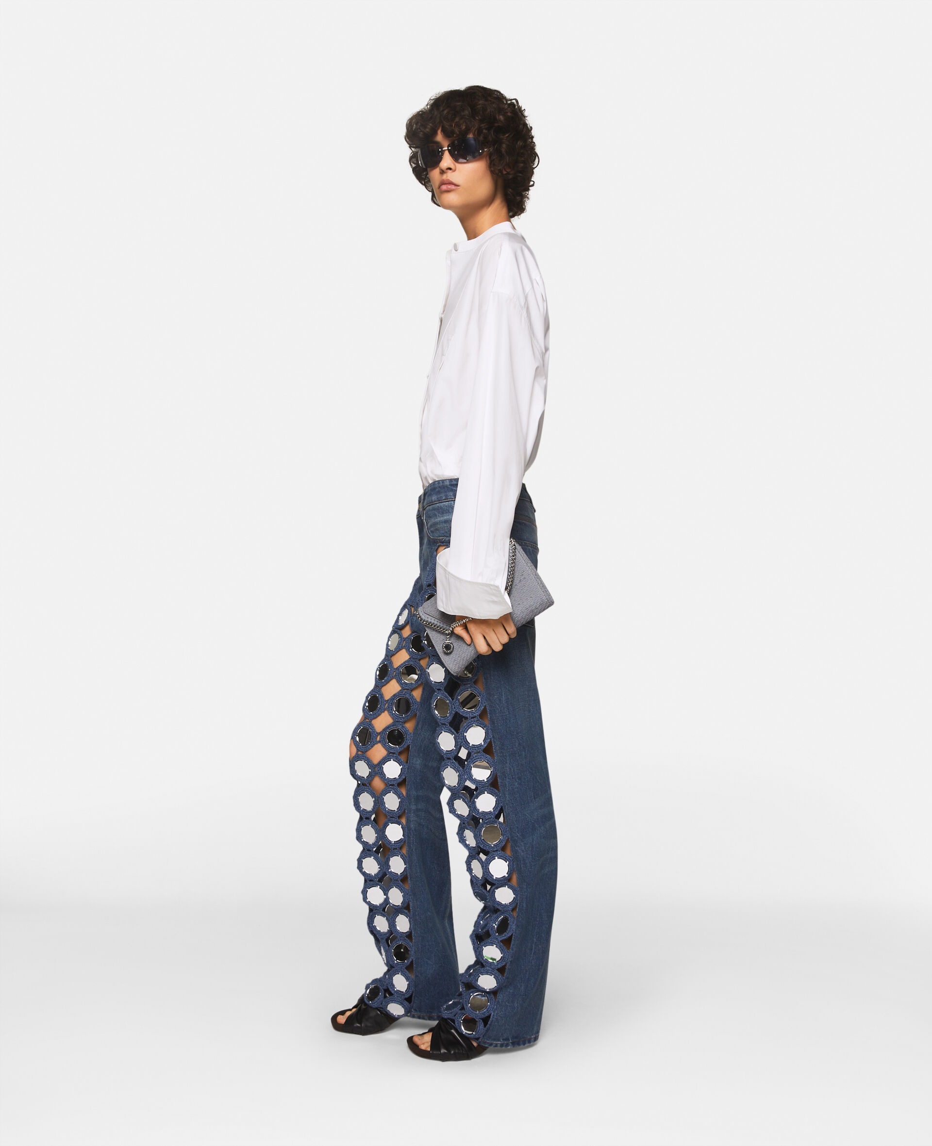 Mirror-Embellished High-Rise Denim Jeans - 3